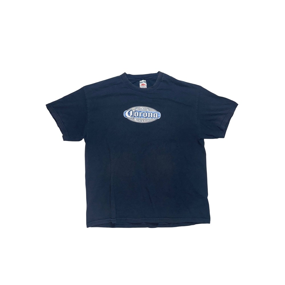Vintage Corona Extra Beer Graphic T-Shirt Navy Blue Tennessee River Mens XL